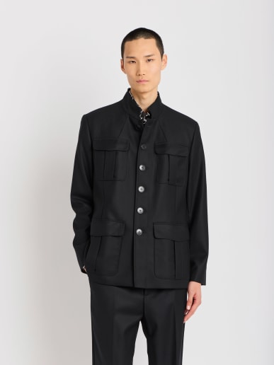 black wool gabardine jacket