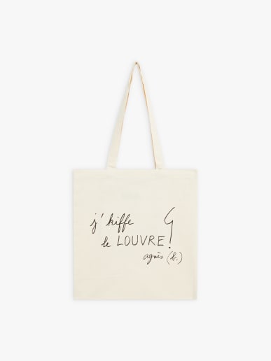 tote bag en coton s&eacute;rigraphie j'kiffe le LOUVRE