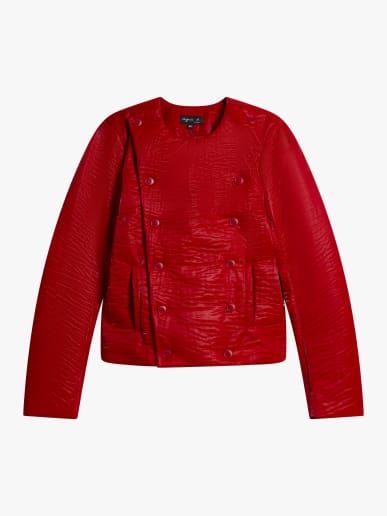 red carmagnole jacket in quilted technical fabric 