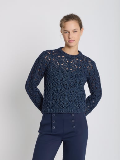 pull Michka en alpaga bleu