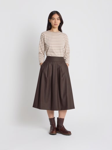 mottled brown wool gabardine Grand Hotel skirt