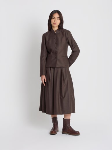 mottled brown wool gabardine Anna-Belle jacket