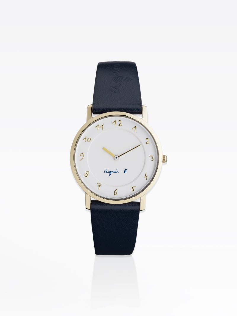 golden metal and leather agnès watch