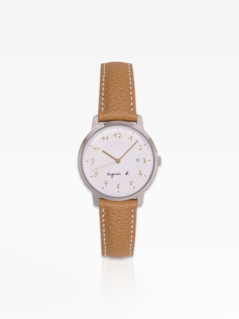 white dial leather bracelet men watch image number 0