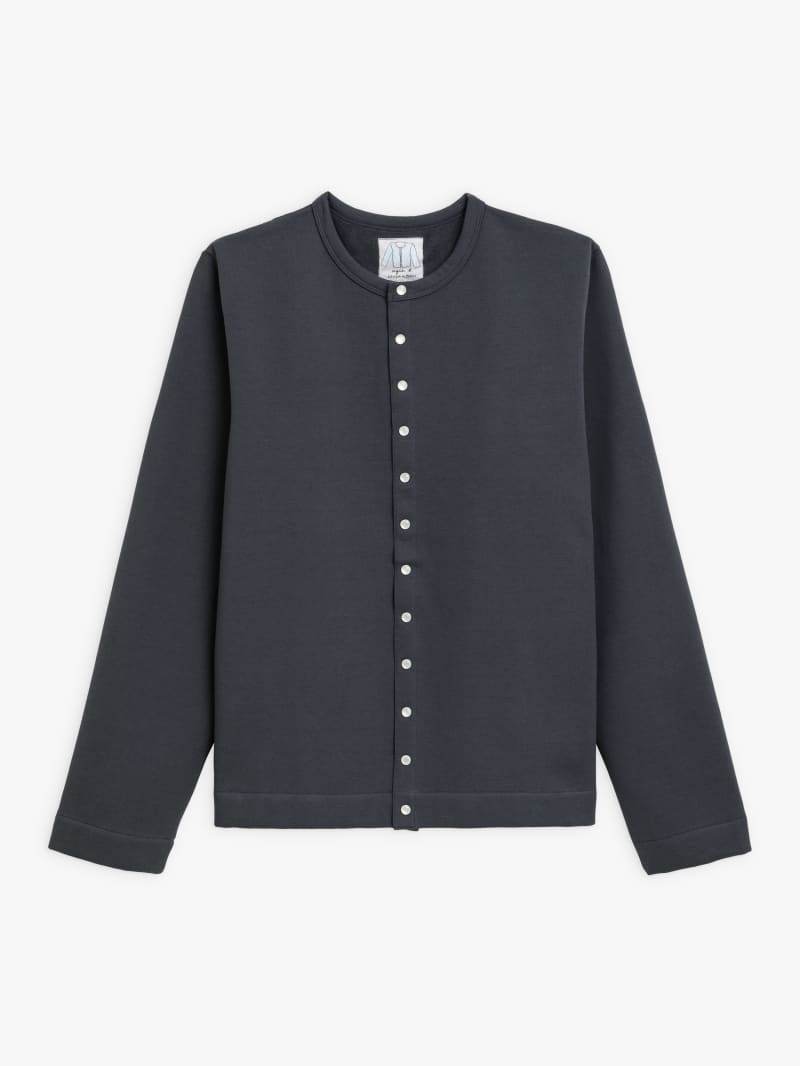 トップス 90s agnes b. homme Snap-Button Cardigan grey Nacre snap cardigan