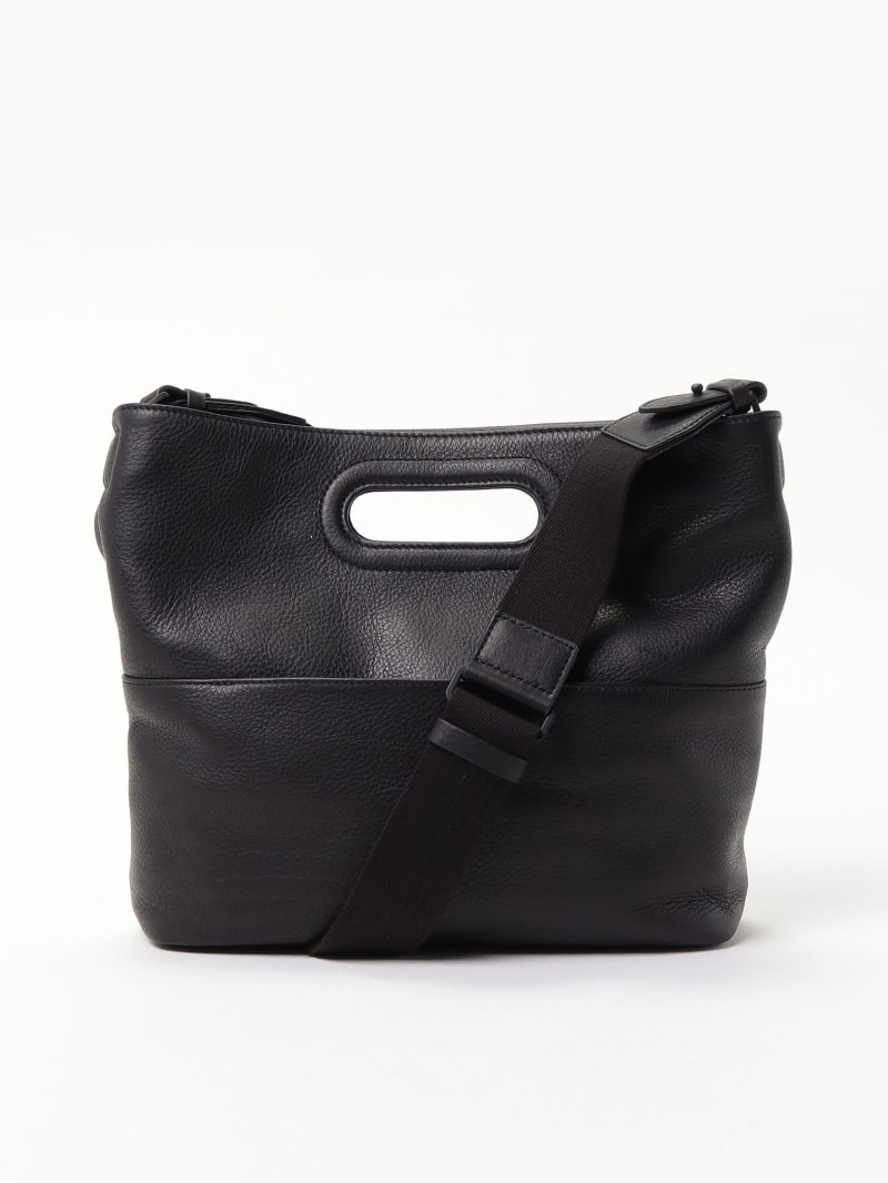 black small square grained leather shoulder bag image number 1