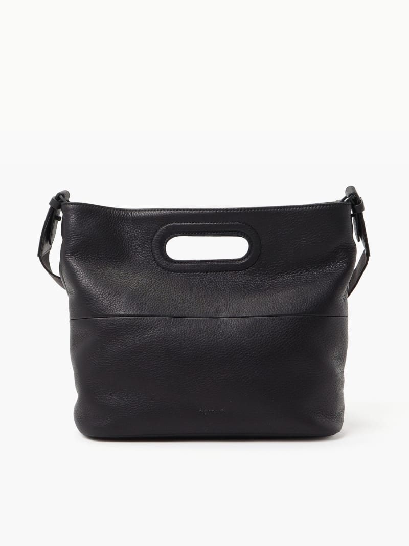 black small square grained leather shoulder bag image number 0