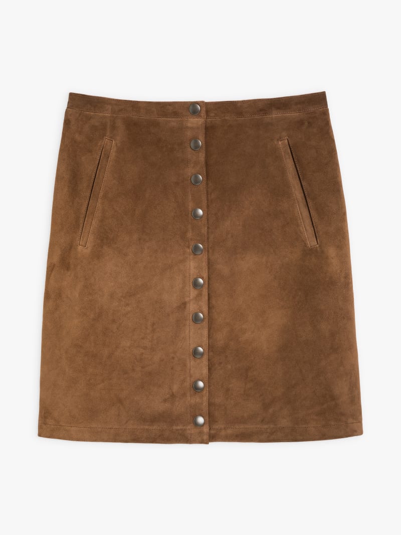 【mnem】Ahin Belt Suede Miniskirt Faux Suede Skirt for Women's Casual High Waist Belted A-Line