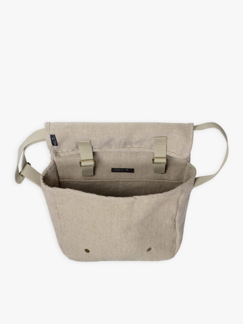 beige linen Maël messenger bag image number 3