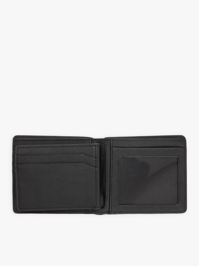 black three-part card holder leather wallet image number 2