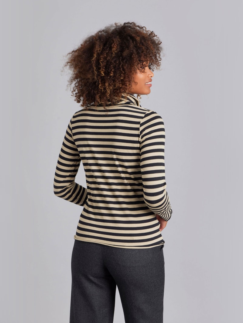 black & beige striped Transformable t-shirt