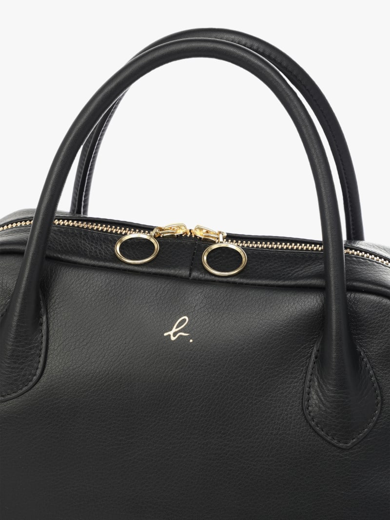 black leather Boston bag image number 3