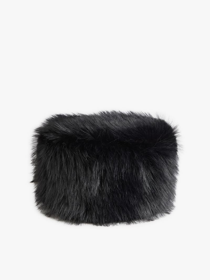 black faux fur pillbox Katerina hat image number 0