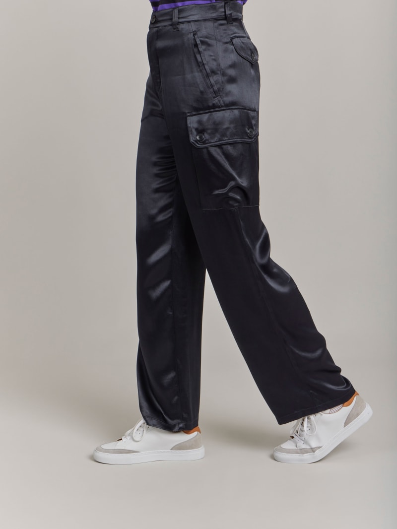 black satin cargo pants black satin cargo pants