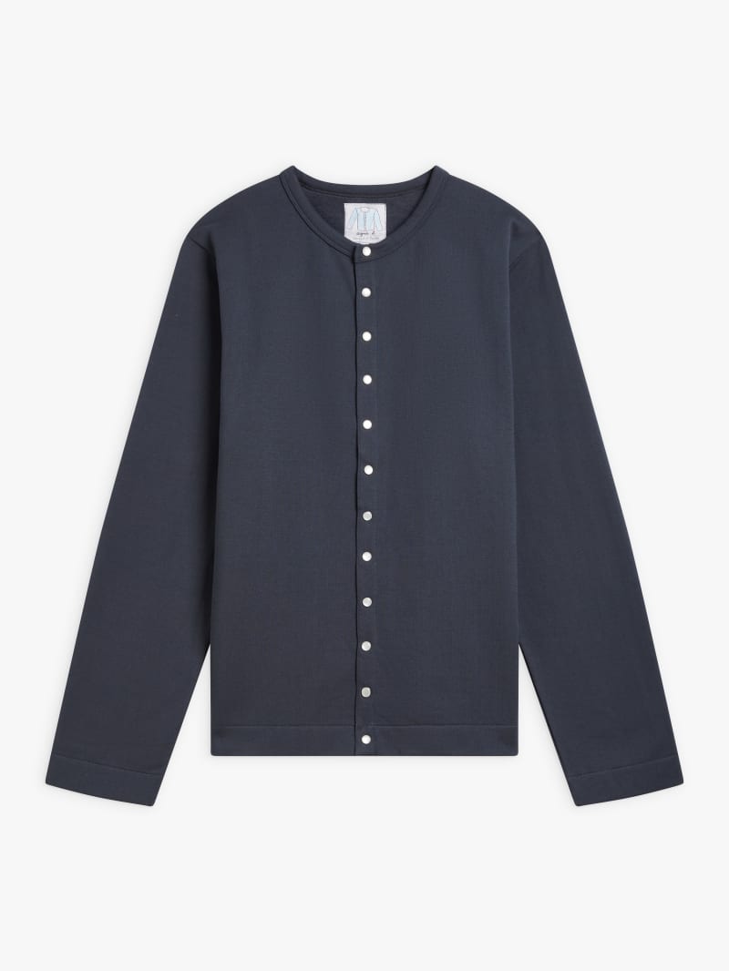 grey cotton fleece snap cardigan grey cotton fleece snap cardigan