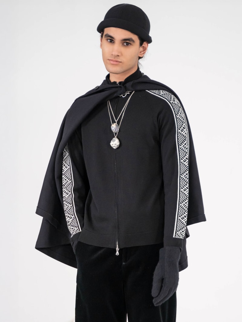 blue wool unisex cape image number 1