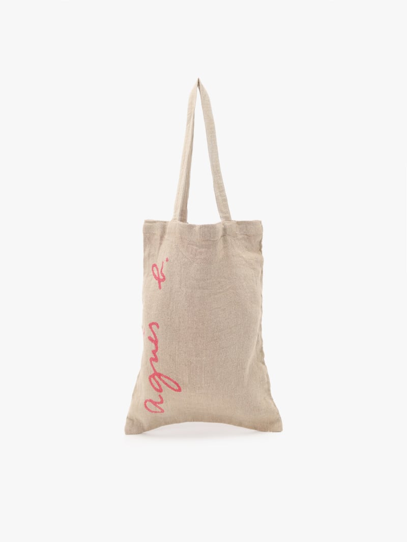 linen and cotton Charlie tote bag with red logo image number 0