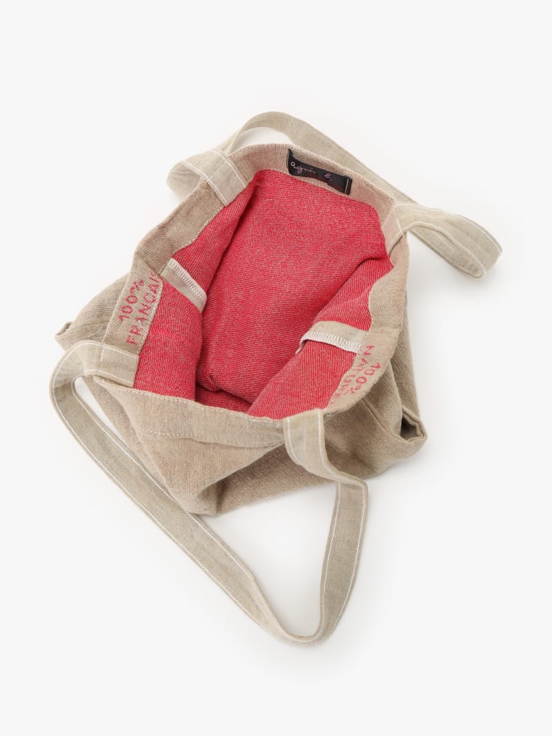 linen and cotton Charlie tote bag with red logo image number 3