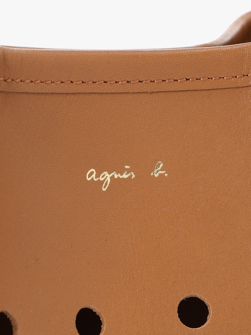sac seau en cuir marron image number 5