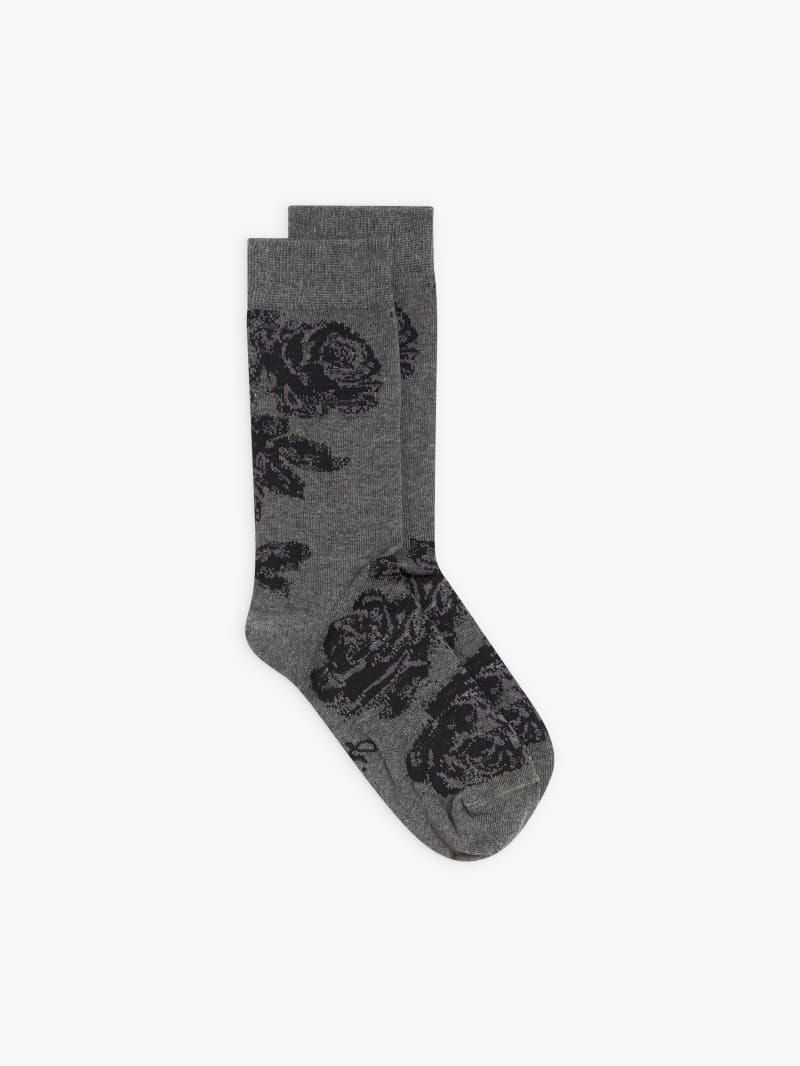mottled grey Adams socks "roses" pattern image number 0