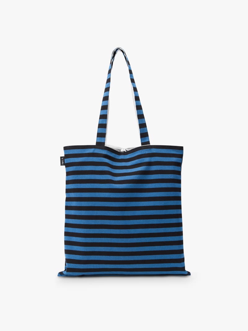 tote bag en coton réversible à rayures bleu et noir image number 2