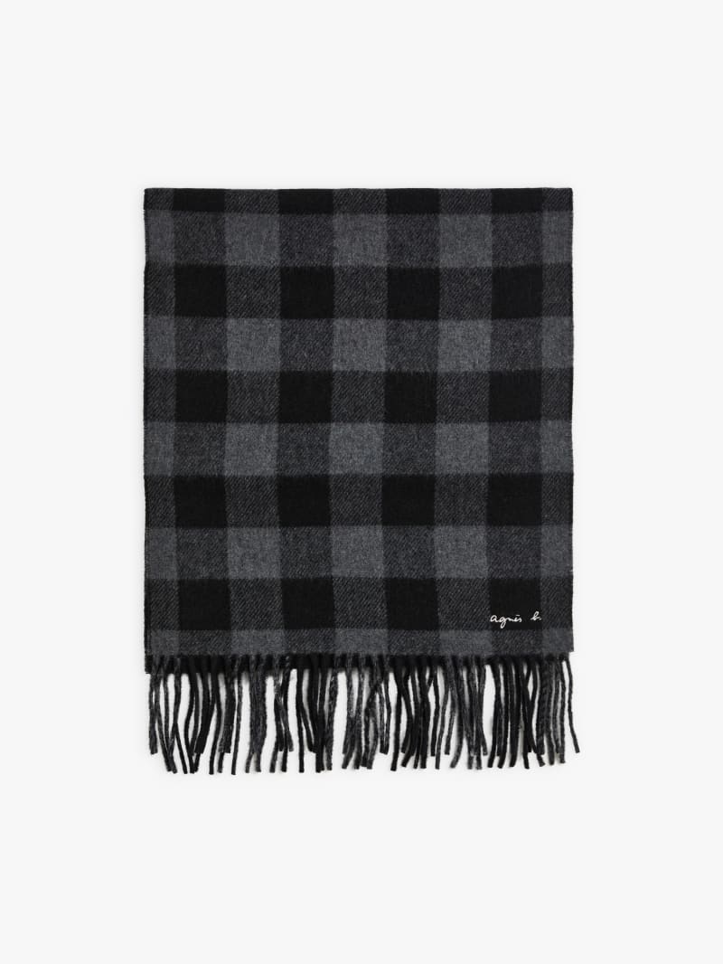 black checked wool Jean-Paul scarf image number 0