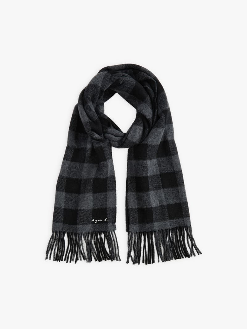 black checked wool Jean-Paul scarf image number 1