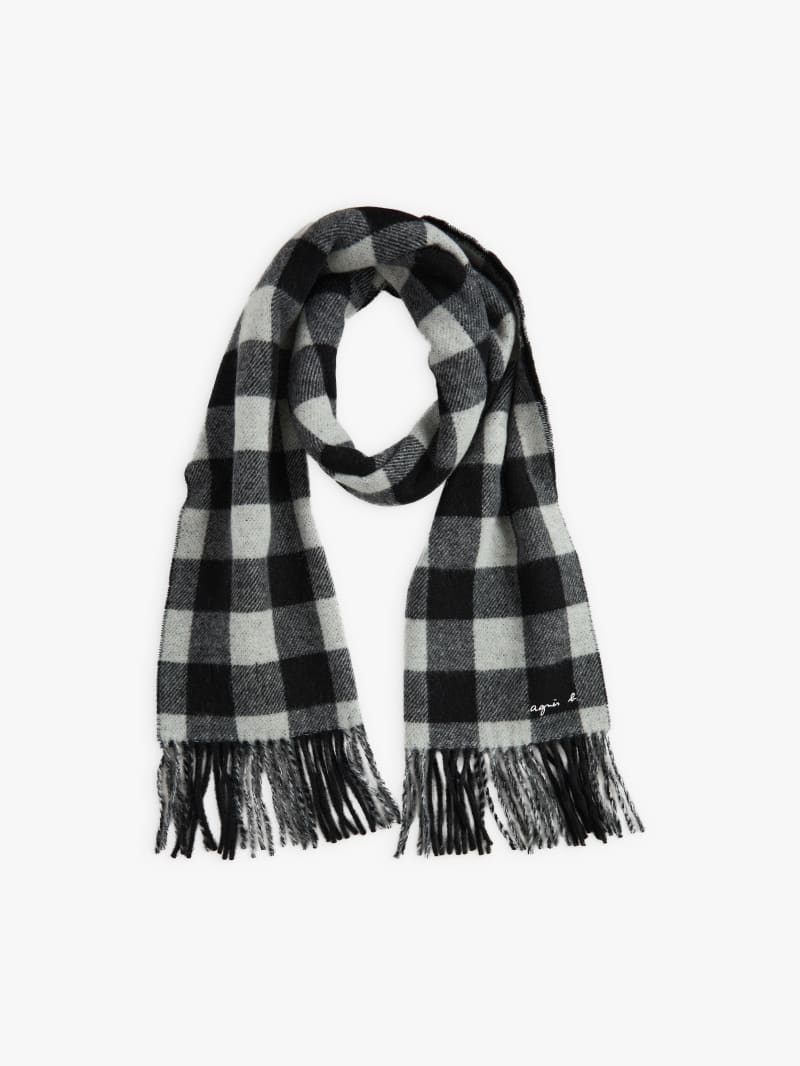 écharpe Jean-Paul en laine à carreaux gris image number 1