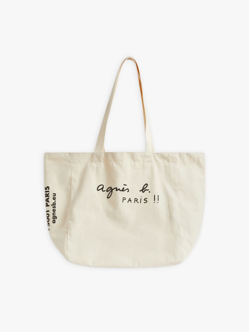 off-white cotton tote bag screen-printed “PARIS” image number 0
