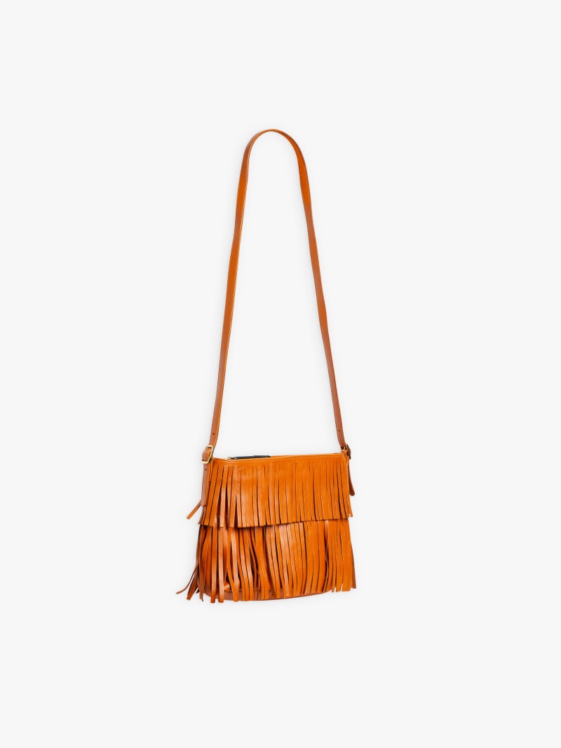 brown Carmen leather tote bag with fringes image number 1