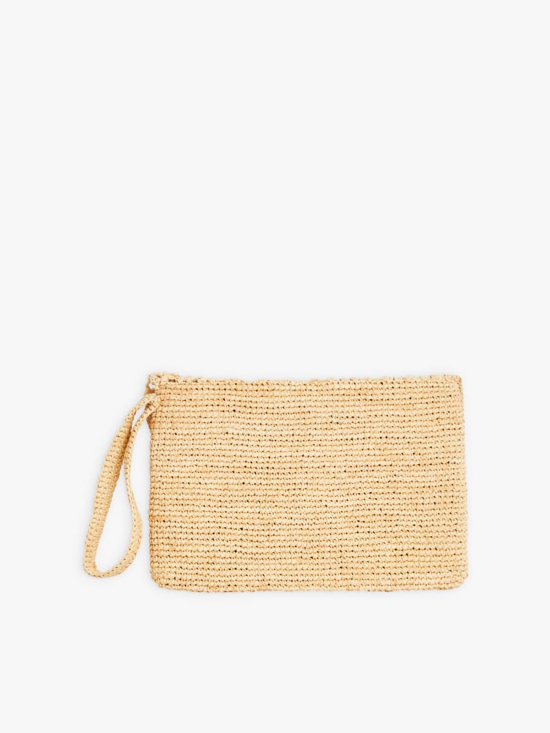 beige Amy raffia pouch image number 1