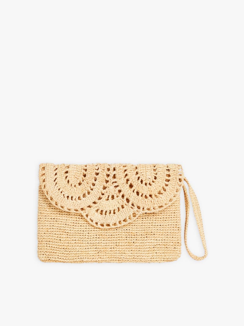 beige Amy raffia pouch image number 0