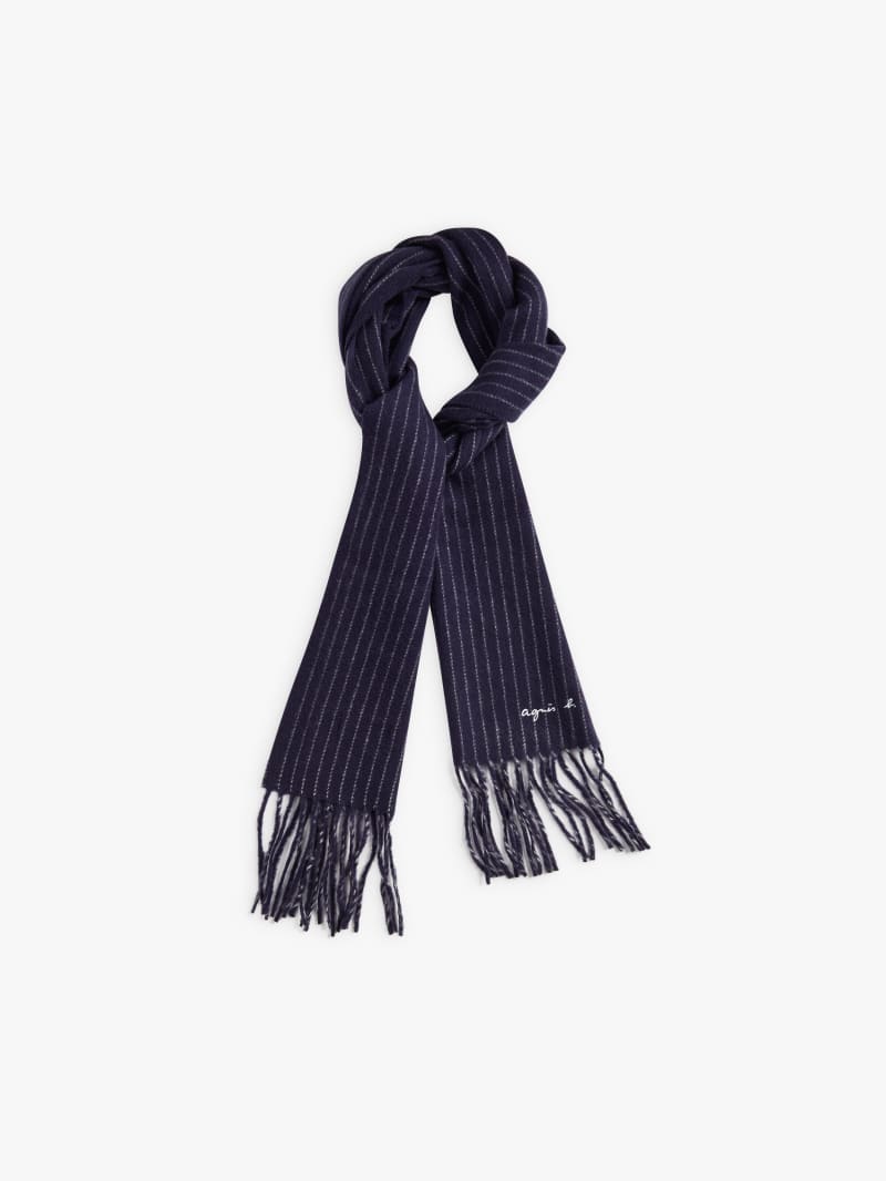 blue wool striped Rolland scarf image number 1