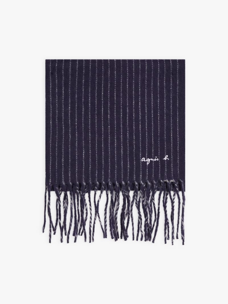 blue wool striped Rolland scarf image number 0