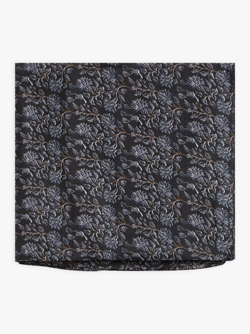 black silk floral motifs Marceau scarf image number 0
