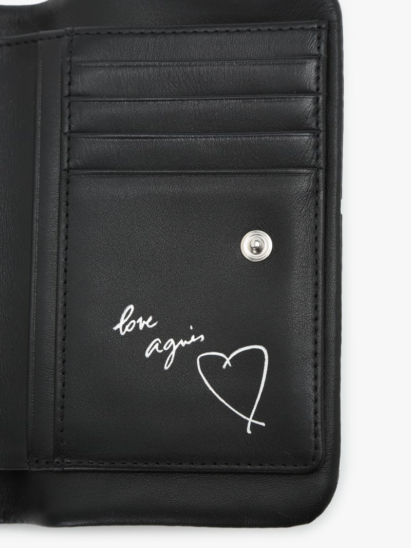 black leather wallet with polka dots image number 7