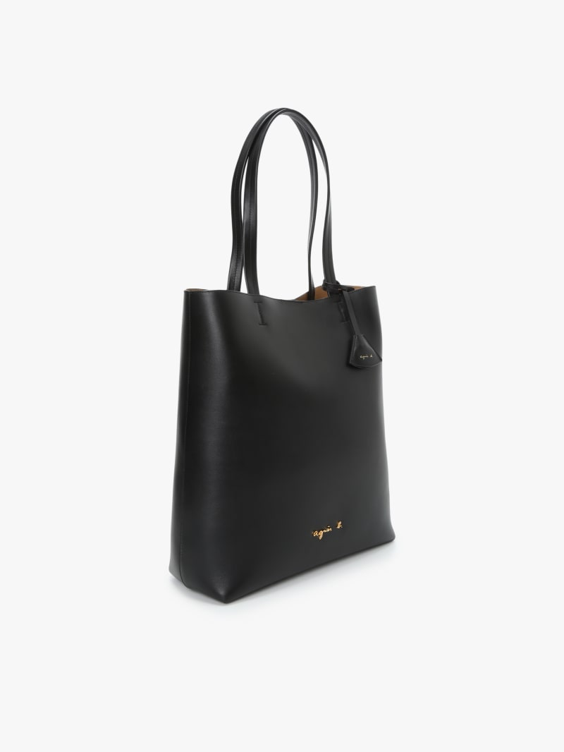 grand sac cabas en cuir noir image number 2