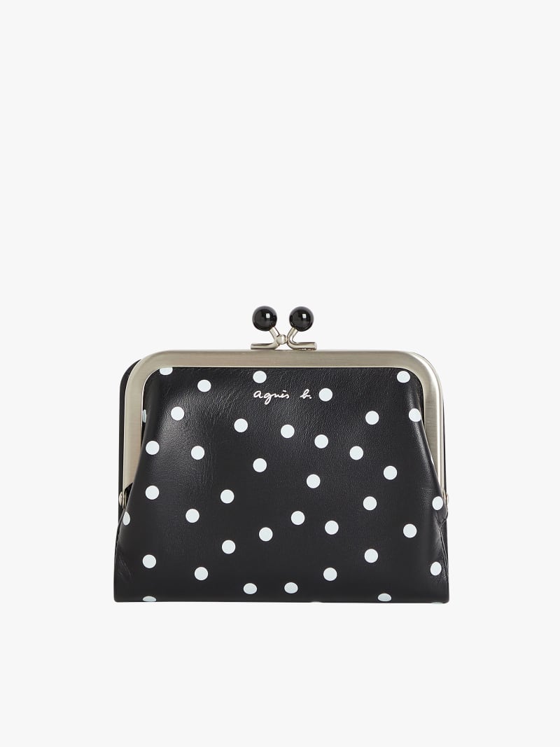 leather coin purse with polka dots image number 0