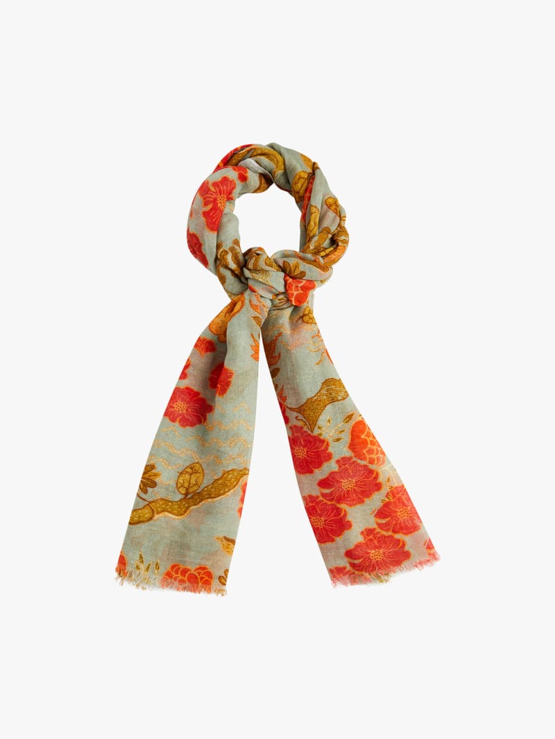 green Karine lyocell and cotton scarf image number 1