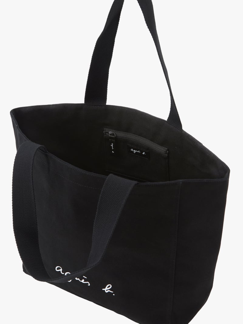 black cotton tote bag image number 3