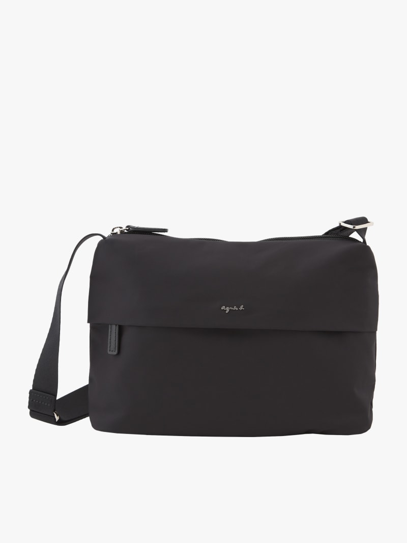 black nylon zipped shoulder bag image number 0