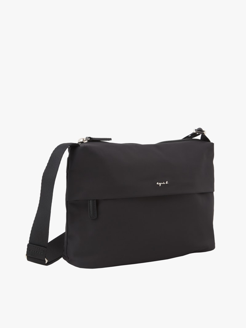 black nylon zipped shoulder bag image number 2