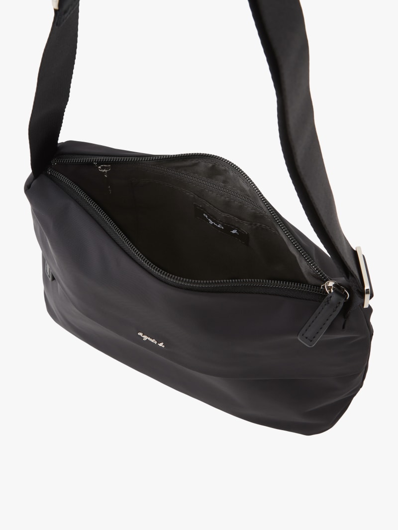 black nylon zipped shoulder bag image number 3