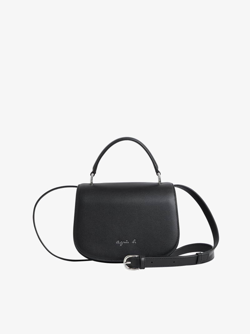 black leather shoulder bag image number 0