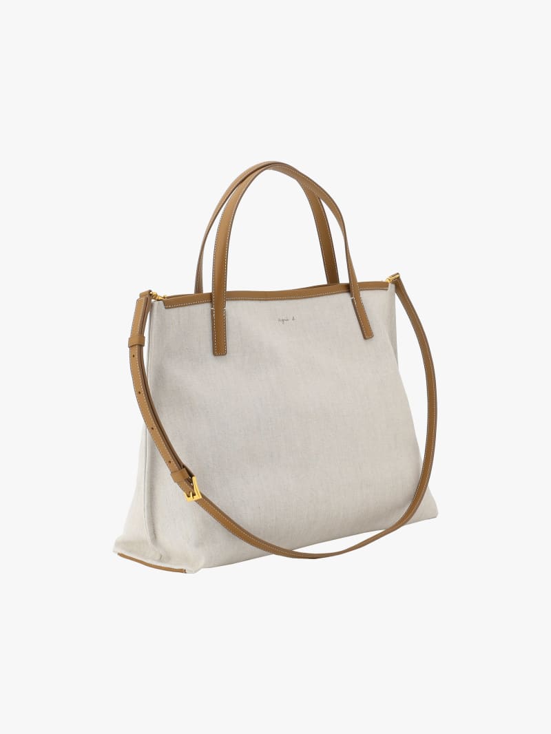 shoulder bag in linen and cotton image number 2