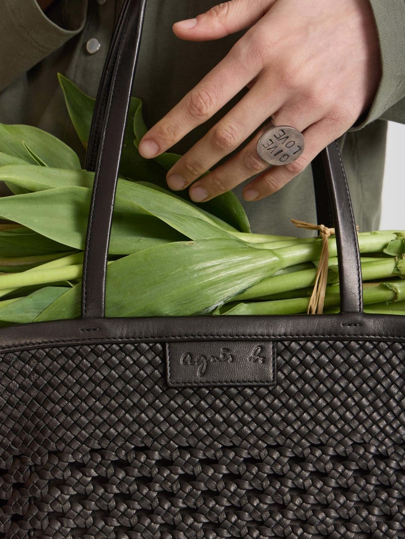 sac tress&eacute; Laurence en cuir noir image number 2