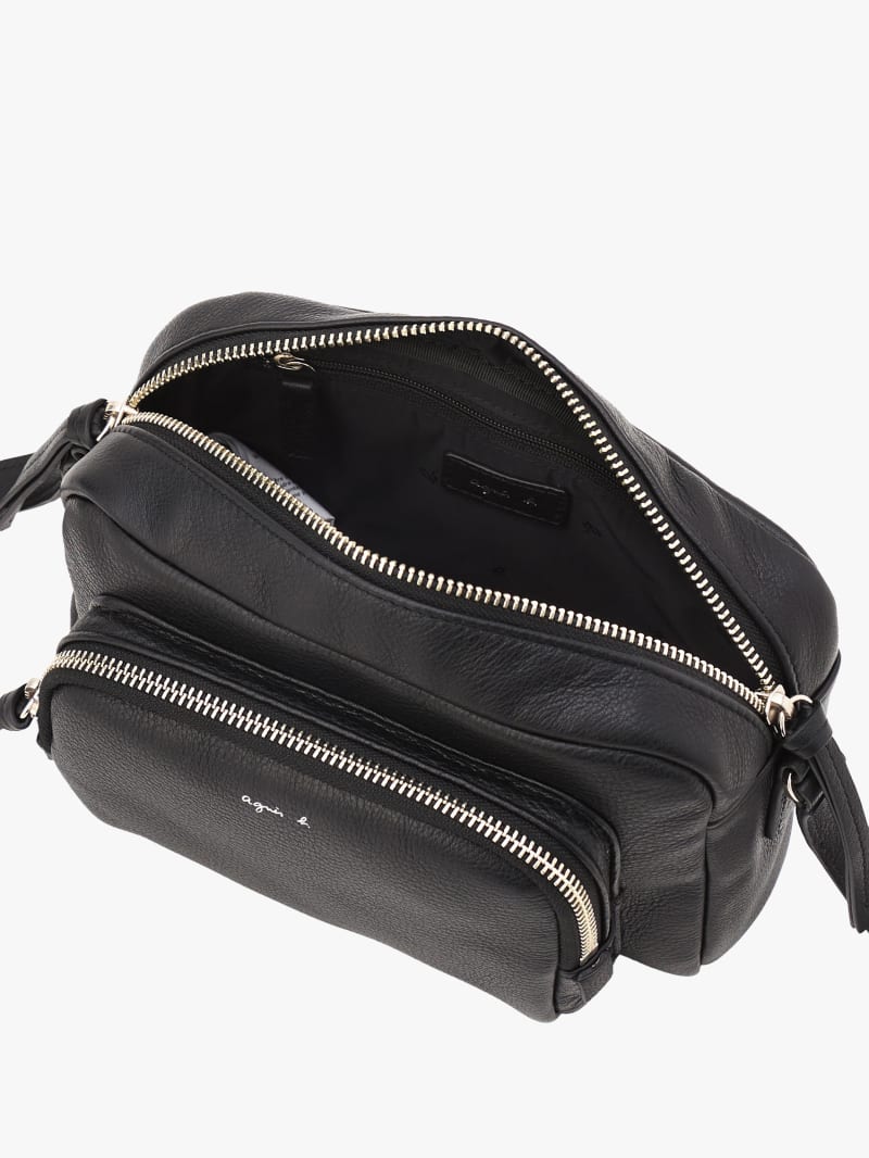 sac bandouli&egrave;re en cuir noir image number 3