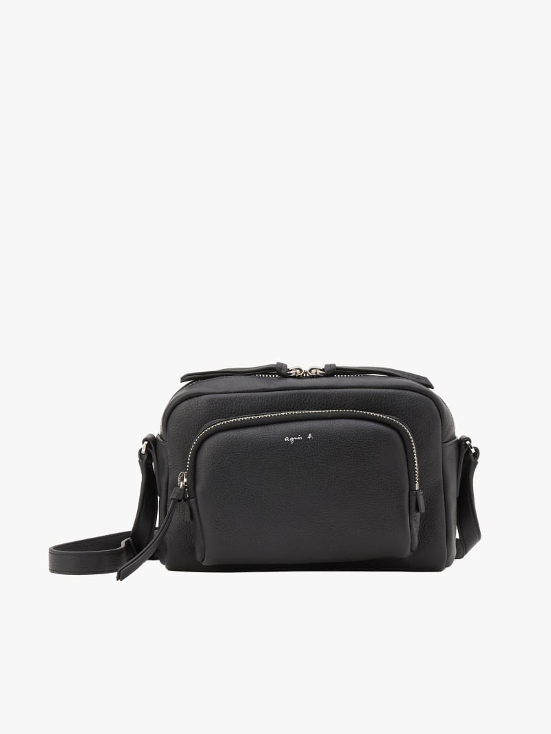 sac bandouli&egrave;re en cuir noir image number 0