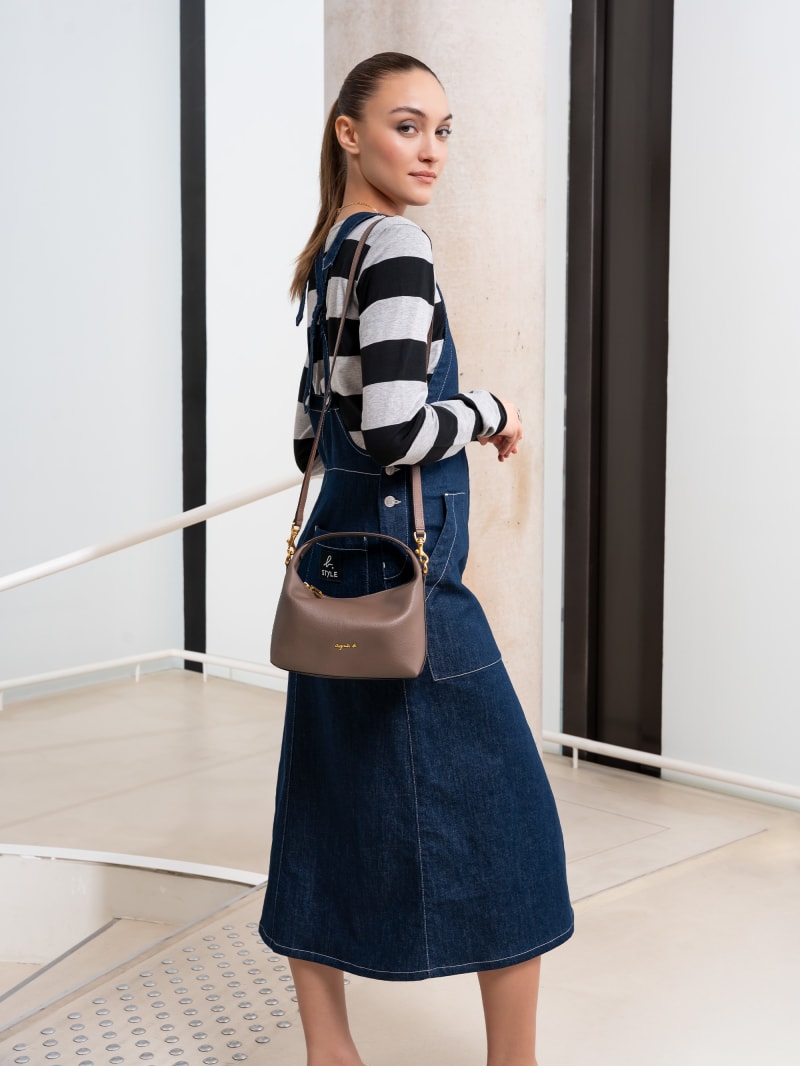 taupe leather shoulder bag image number 4