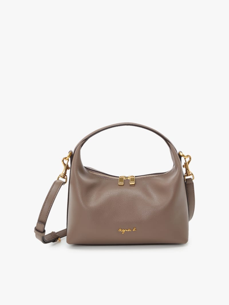 taupe leather shoulder bag image number 0